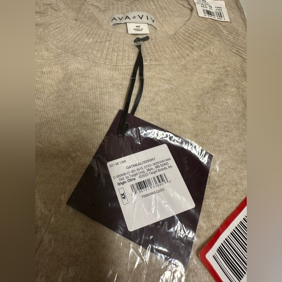 Ava & Viv Oatmeal Lightweight Sweater 4X NWT - Picture 4 of 7